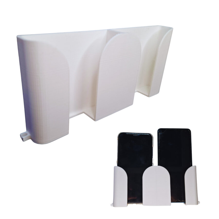 Uchwyt ścienny na 2 telefony z miejscem na kabel